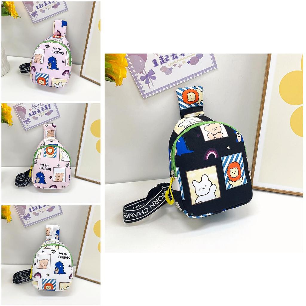 Adorable Cartoon Kids Chest Bag For Boys And Girls Lightweight Nylon School Bag