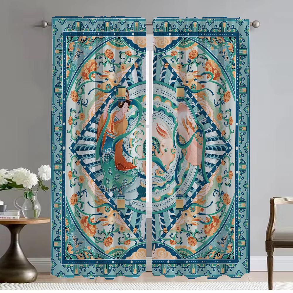 Элегантные шторы для комнаты, для камеры, занавески для окон в китайском стиле, разделительные шторы для домашнего интерьера, 2 шт., тюль для спальни, абажуры