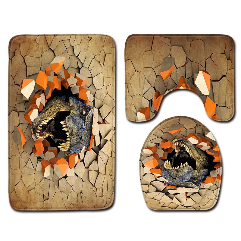 Tree Hole 3D Toilet Floor Mat Animal Bathroom Non-Slip Mat Toilet Three-Piece Carpet Pattern Can Be