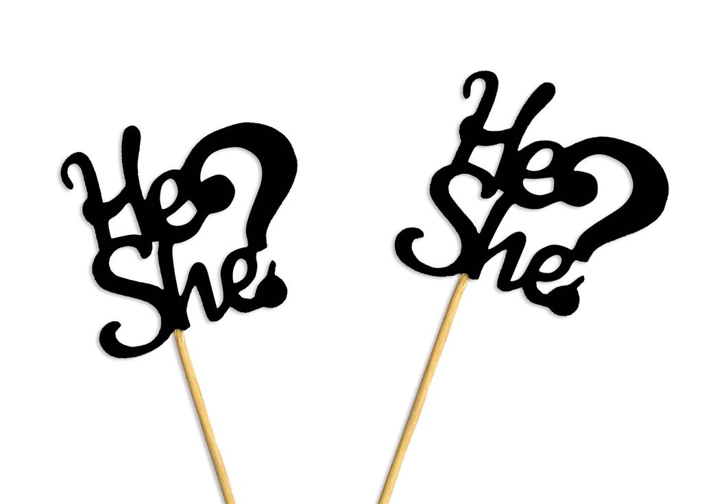 Darling Souvenir He She Раскрытие пола Baby Shower Toppers для кексов Десертные украшения - Pack Of