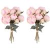 2 Bouquets Vintage Peonies with Long Stem Silk Flowers for Wedding Decoration Bride Bouquet Flowers Crafts Floral Arrangement