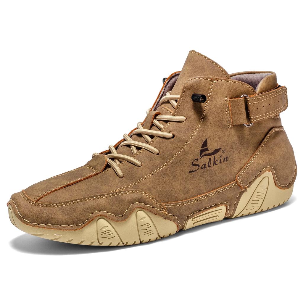 Fashion New 2025 Handmade Leather Men Casual Shoes Design Outdoor Sneakers Man Breathable Leather Shoes Men Ankle Boots