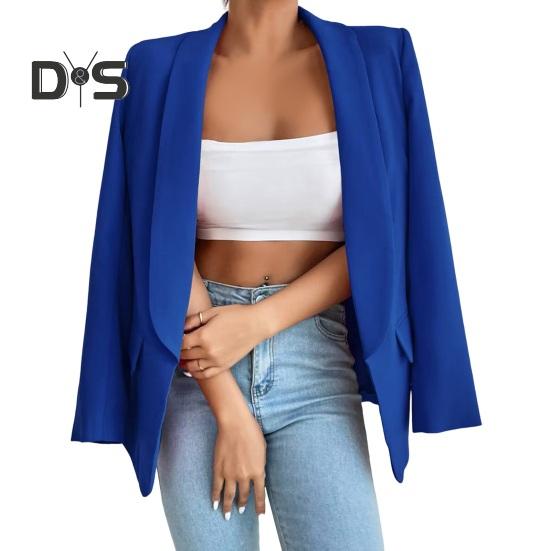 Женский костюм, пальто с лацканами, длинный рукав, открытая передняя расстегнутая планка, пиджак, однотонная свободная деловая верхняя одежда