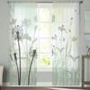 Autumn Theme Dandelion Flowers Tulle Curtains for Bedroom Modern Voile Curtains Home Decoration Window Curtains