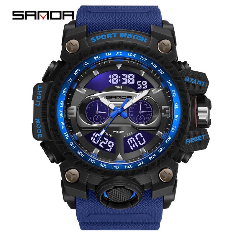 Модные мужские многофункциональные спортивные часы Sanda 3153 - Трендовый и креативный дизайн