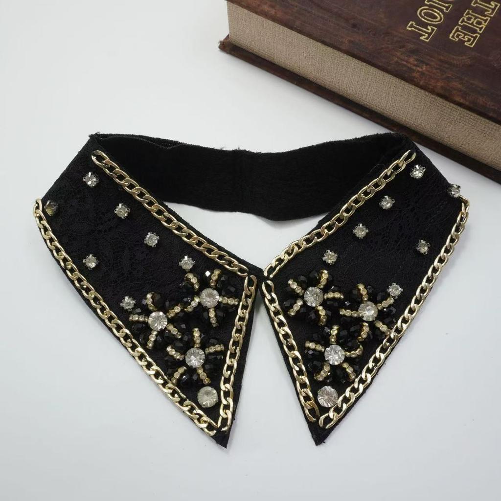 Новая декоративная белая весенняя модная рубашка кружевной свитер элегантная отделка бисером стразами ложный воротник чокер съемные воротники