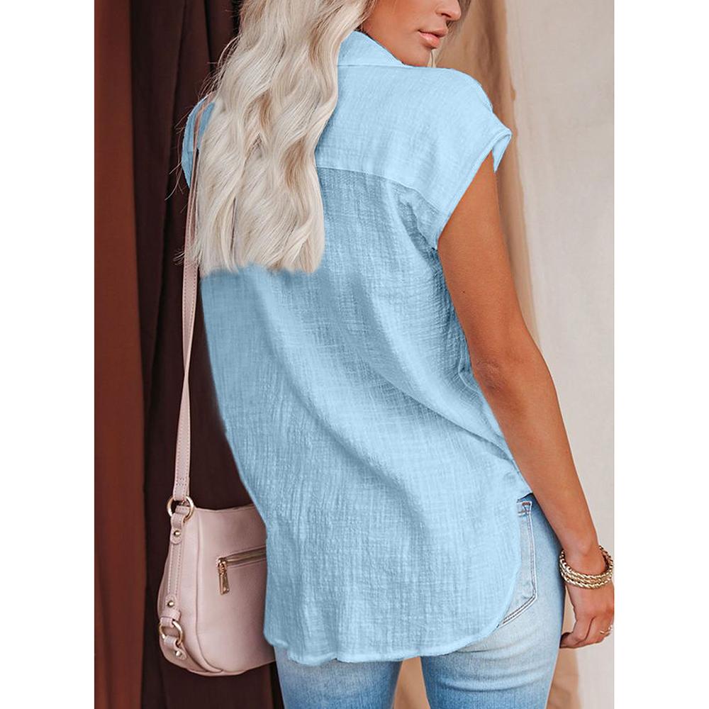 Женская модная рубашка без рукавов с принтом, повседневная, тонкая, с принтом, женская блузка на пуговицах