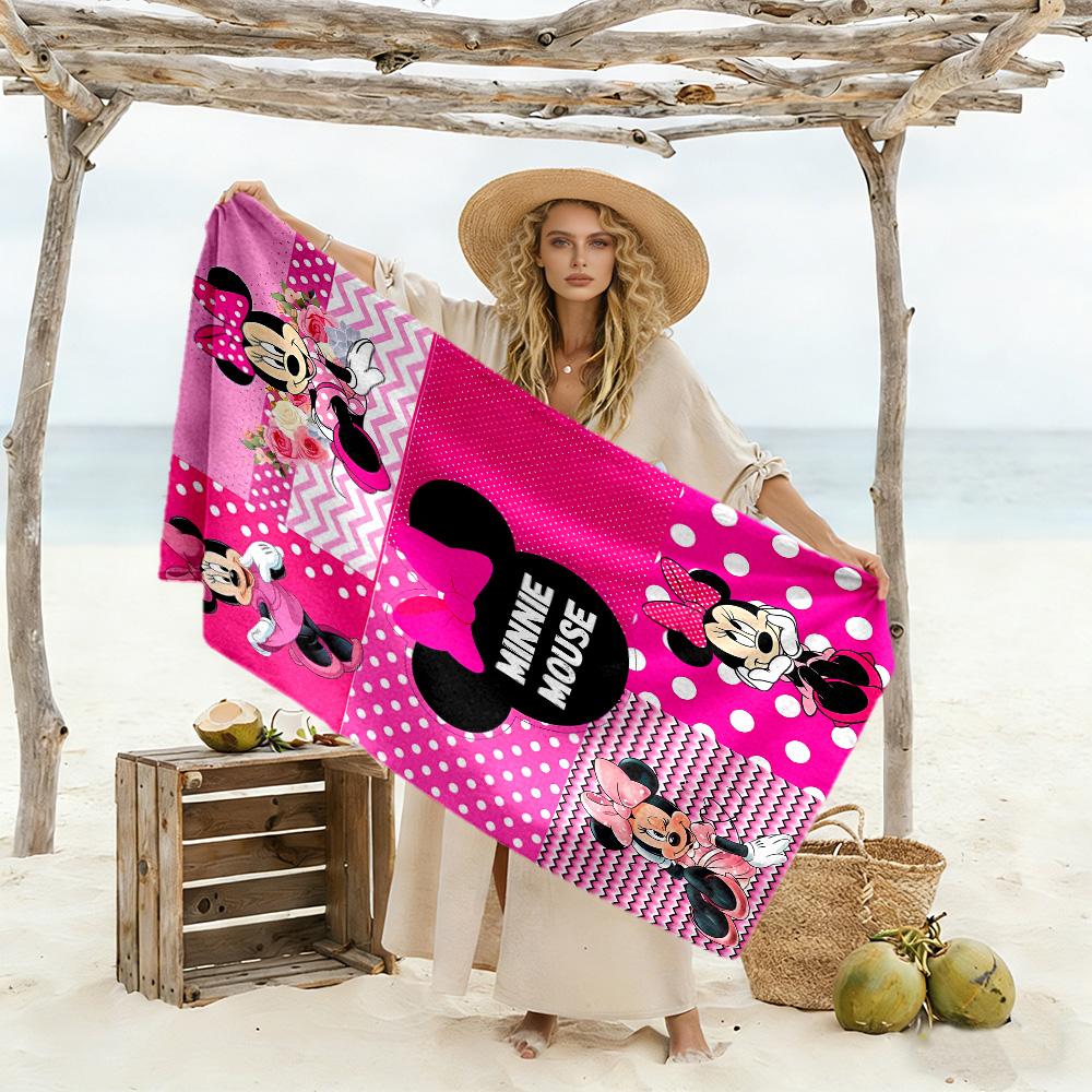 Minnie Mouse Party Decorations Beach Towel Super Soft & Absorbent Comfortable Lightweight Perfect for Traveling Yoga Camping and Swimming