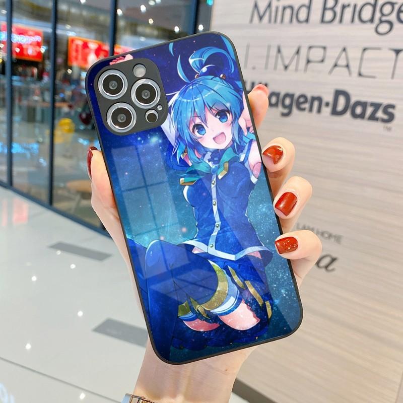Милый чехол для телефона Konosuba Anime Girl для IPhone 14 13 12 11 Pro Max X XR XS 8 7 Plus, цветной чехол для телефона из жидкого стекла