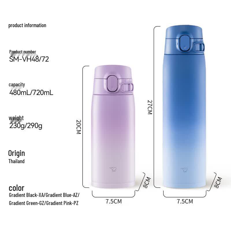 Термокружка Zojirushi SM-VH72, 720 мл, из нержавеющей стали, с вакуумной изоляцией