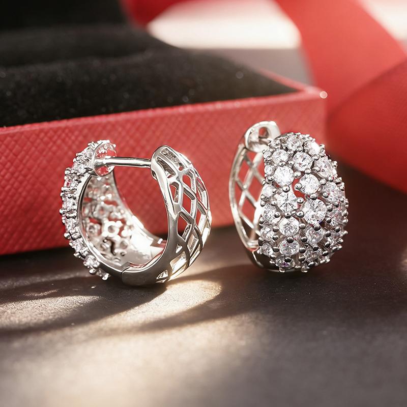Xiaomi Huitan Geometric Design Women Hoop Earrings Full Bright CZ Fashion Lady Party Wedding Accessories Charming Jewelry for Daily