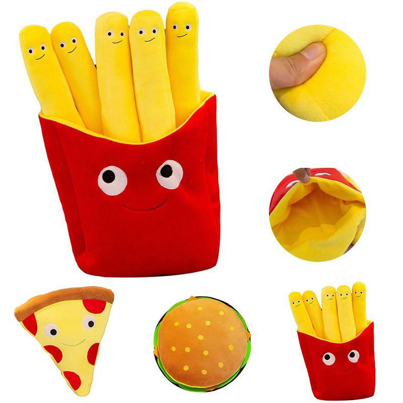 Adorable And Comfortably Plush Cute French Fries Stuffed Toy And Pizza Cushion