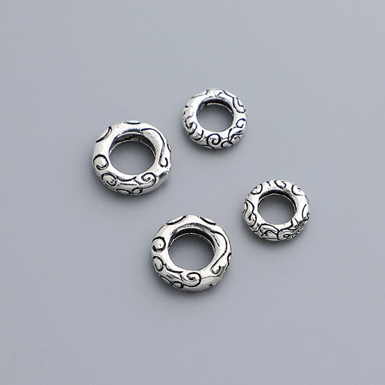 Браслет из стерлингового серебра 925 пробы в стиле ретро с оксидированным покрытием и бусинами с узором благоприятных облаков