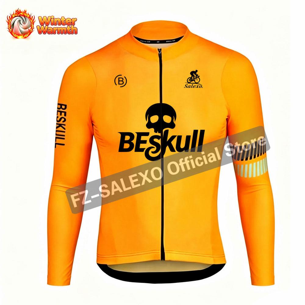 Зимний Термальный Флисовый Велосипедный Костюм Beskull с Брюками на Бретелях Мужской Триатлонный Костюм Одежда для Велосипеда Велосипедная Одежда MTB Костюм для Шоссейного Велосипеда