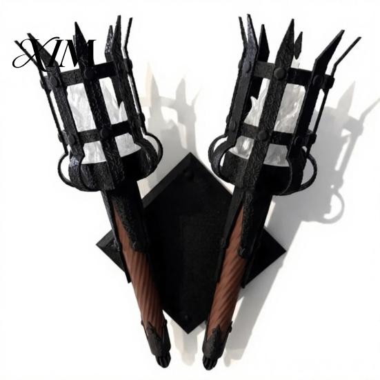 Indoor Decorative Wall Lighting Fixture Medieval Torch Sconce, LED Gothic Castle Decor Lamp, Artistic Sconce for Script Killing Realistic