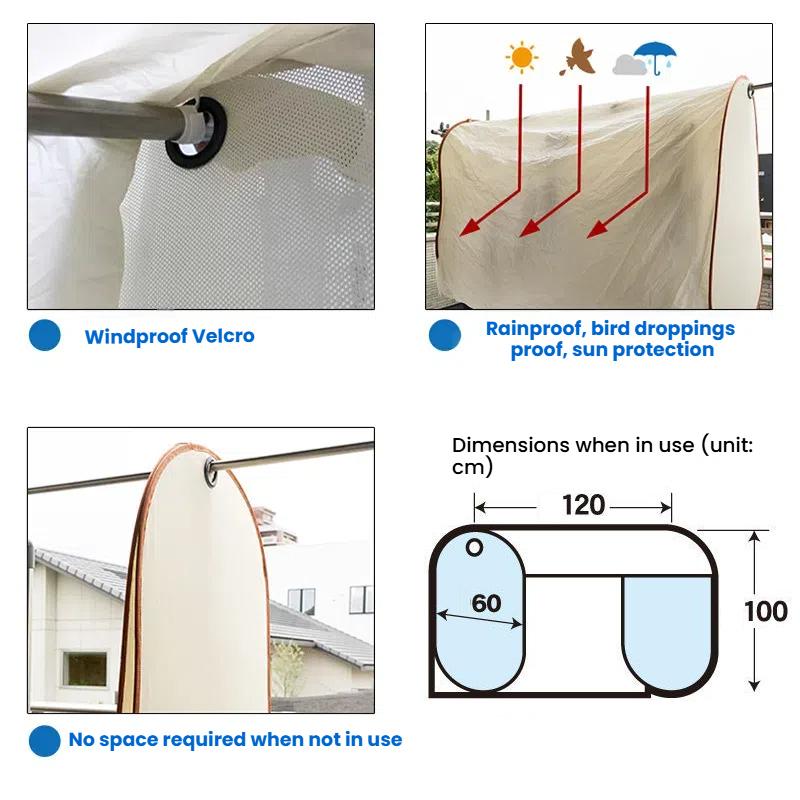 Наружный чехол для сушки одежды от дождя и солнца, чехол для защиты от птичьего помета, пылезащитный чехол для развешивания одежды, сушилка