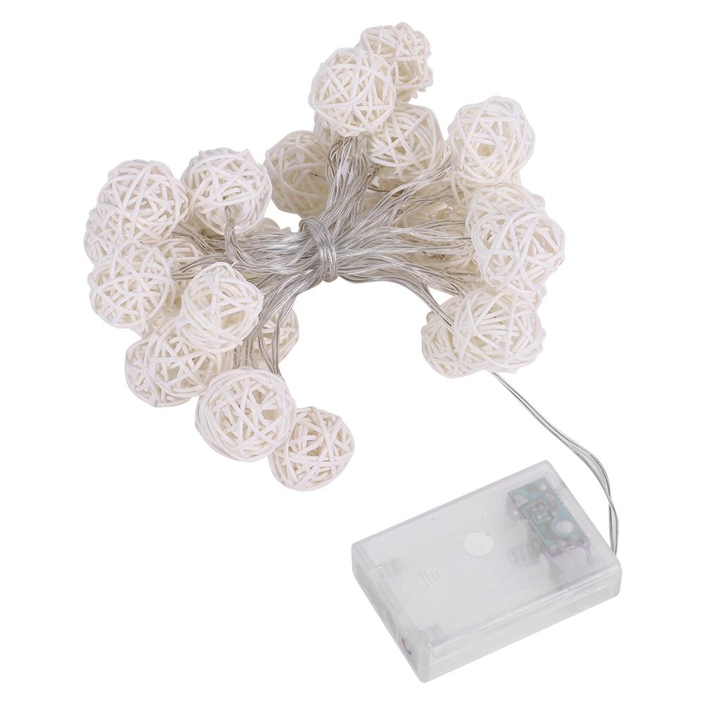 Гирлянда из ротангового шара, 30 светодиодов, ночник на батарейках, подвесной декор