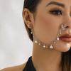 Ethnic Style Star Chain Faux Nose Pearl Tassel Leaf Jewelry Piercing Stud Earrings Nose Ring