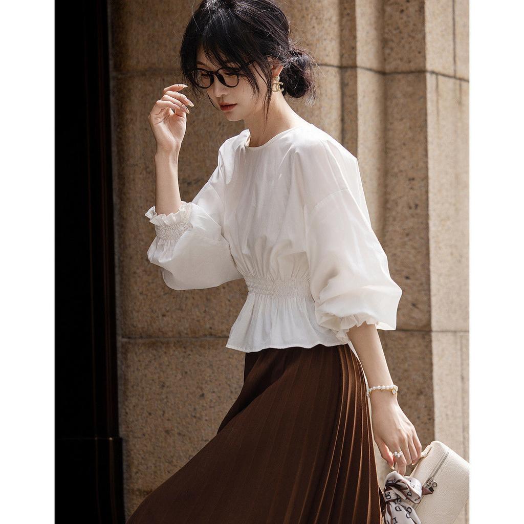Women's Shirt Long Sleeve Autumn Blouse Loose Waist Slim Feminine Tops