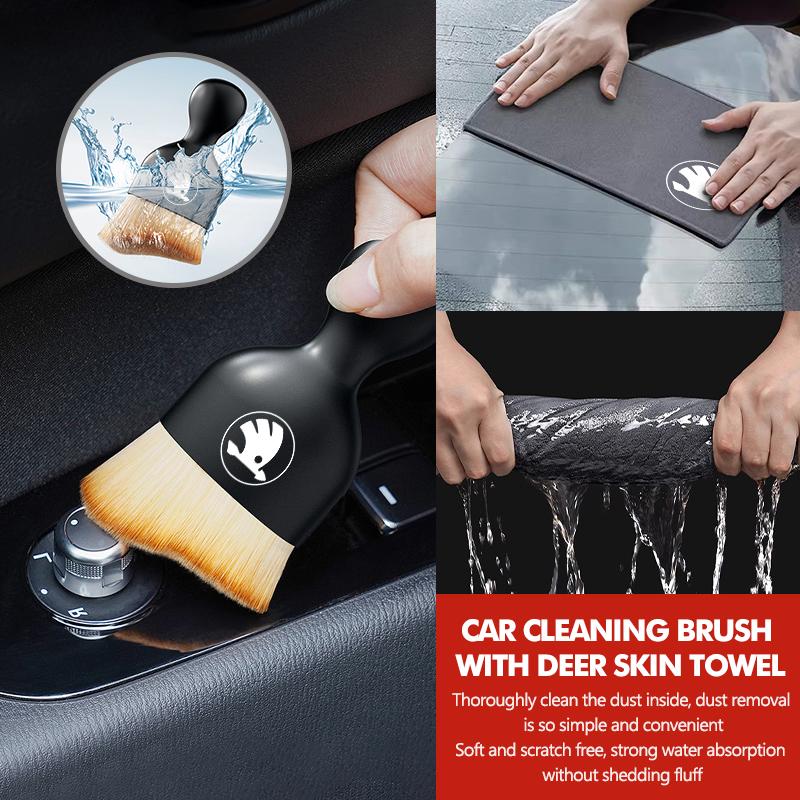 KEOW9 For Skoda Soft Car Interior Detailing Brush Air Vent Dust Cleaner Tool Accessories Octavia A5 A7 RS Fabia Superb Rapid Karoq