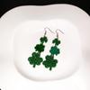 Silver Needle Mori Style Four-Leaf Clover Acrylic Earrings - Fresh, Elegant, Green Shamrock Design