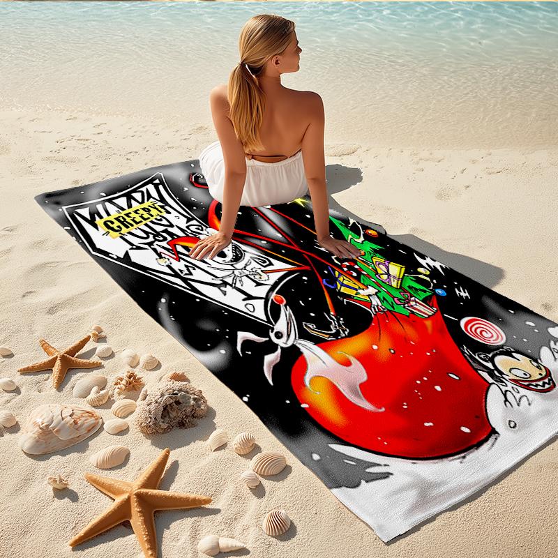 1Pc Creepy Christmas Creatures Beach Towel, Quick Dry, Multi-Use for Beach Pool Gym Yoga Home Travel, Christmas, Halloween, Xmas Gift S538