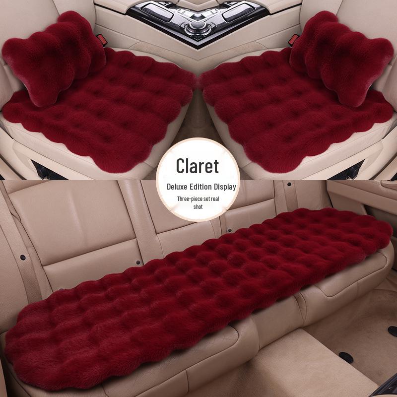 Зимний флисовый плюшевый чехол на сиденье автомобиля из кроличьего меха, комплект из 3 предметов