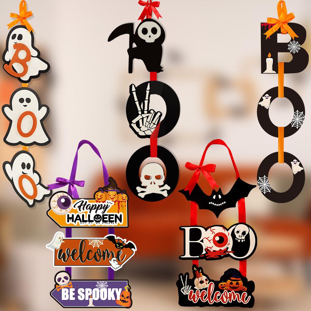 Элегантная деревянная табличка «Boo» на Хэллоуин с дизайном привидения для праздничного украшения дома и сада