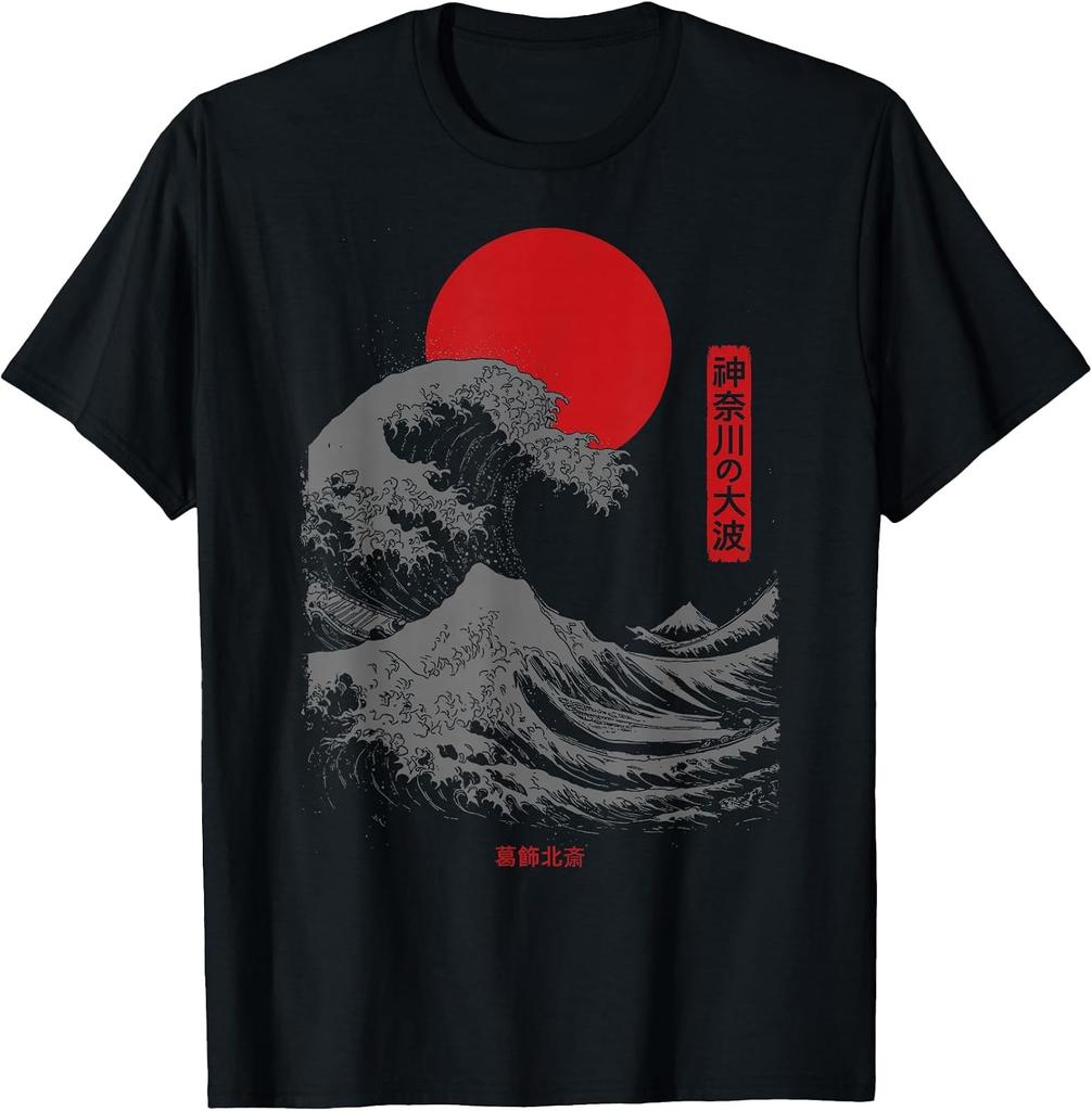 Retro Kanagawa Wave Artwork T-Shirt Inspired by Great Wave Design