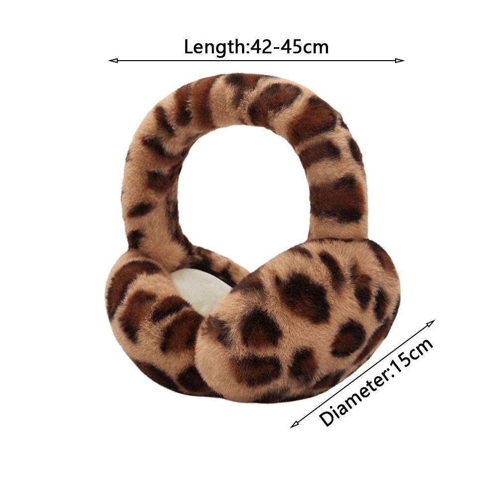 Collapsible Leopard Ear Warmer Thickened Winter Earmuffs Fashion Ear Cover for Women Girls