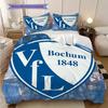 VfL Bochum 1848 Узор Комплект постельного белья Одеяло Покрывало Наволочка Домашний Декор Подарок на День Рождения (1 пододеяльник + 2 наволочки, без наполнителя)