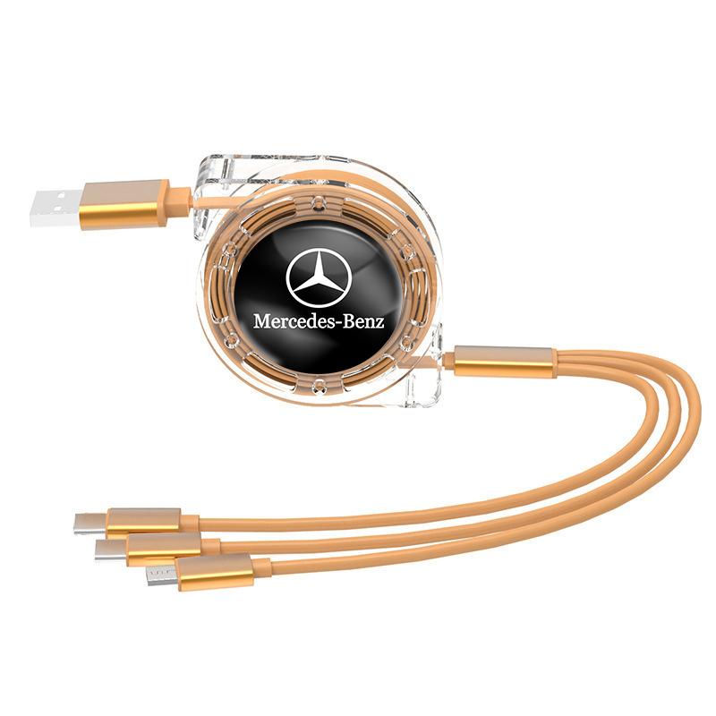 VRN2 Автомобильный Быстрозарядный 3-в-1 Кабель для передачи данных Micro USB Type-C Для Mercedes Benz AMG W204 W205 W203 W211 W212 W213 W201 W210 W124 W126
