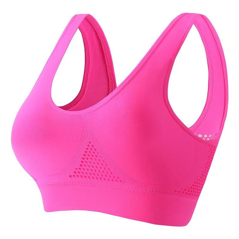 Mesh-panel sports bra with breathable perforations – plus size yoga and running sports bra