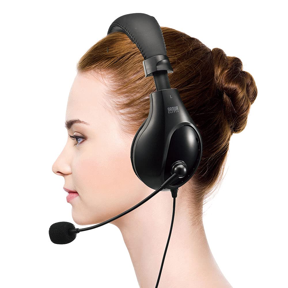 Sanwa Supply Гарнитура Мини-джек Бинауральный тип Большой Черный 3,5 мм (4 полюса) MM-HS401BK