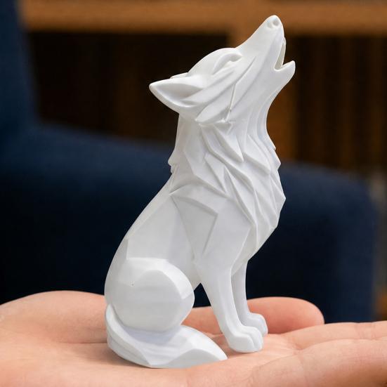 Статуэтка Воющего Волка, Мини-фигурка животного, напечатанная на 3D-принтере, Стоящий Сидящий Волк, Декор для Настольной Полки, Подарок для Любителей Волков