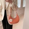 Dumpling Shape Flower Shoulder Bag Flower Pendant Women Underarm Bag Half-moon Bag  Streetwear