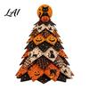 Rustic Wood Holiday Tabletop Signs Halloween Wooden Tree Ornament 2D Flat Quilted Fabric Style Desktop Double Home Party Props for Side Table
