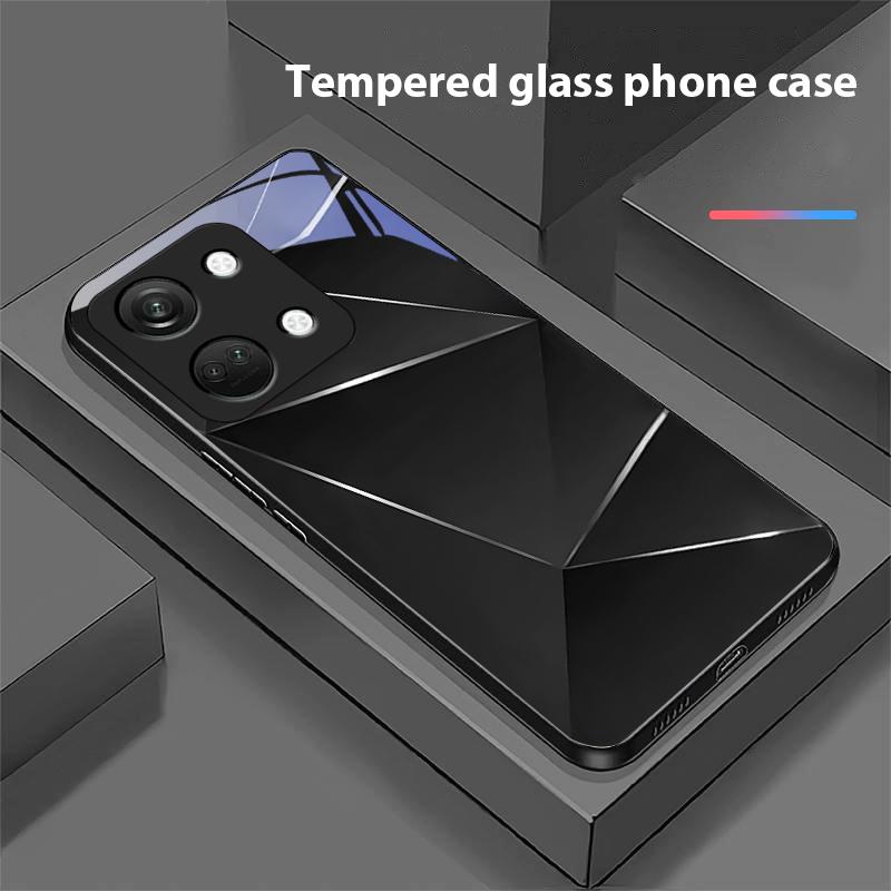Геометрическая призма для OnePlus Nord 3 5 6T 7 Pro 8 12 10T Reno8 Lite 5G 10R Nord N30 Чехол для телефона из закаленного стекла с твердой оболочкой Черный