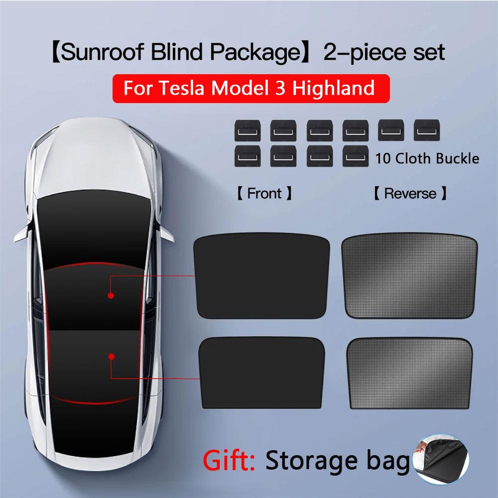 Солнцезащитные шторки для Tesla Model 3 Люк на крыше Highland 2024 Model Y 2017-24 Пряжка из ледяной ткани Солнцезащитное стекло Передний задний люк Аксессуар