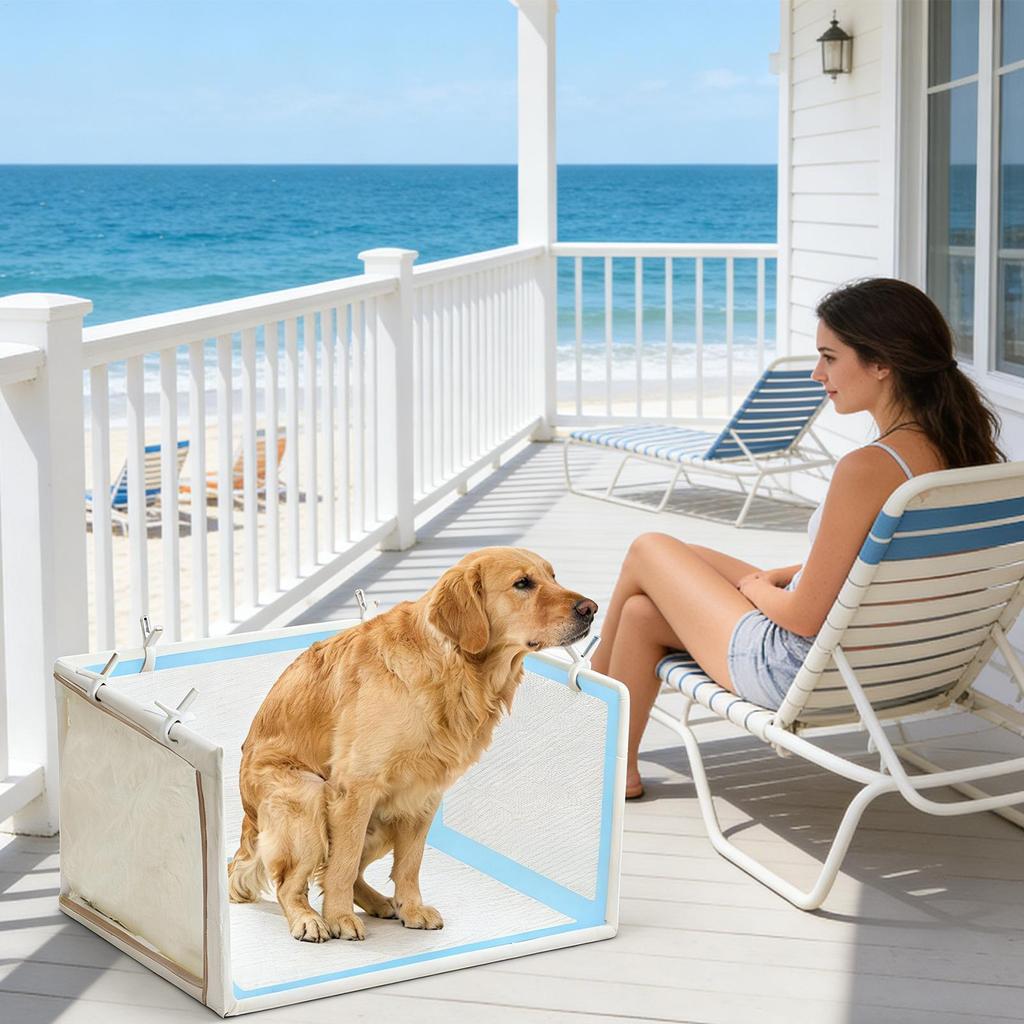 Foldable Dog Litter Box Waterproof High Wall Puppy Pad Holder Tray Pet Toilet Training Mat for Dogs Cats Balcony Travel Home