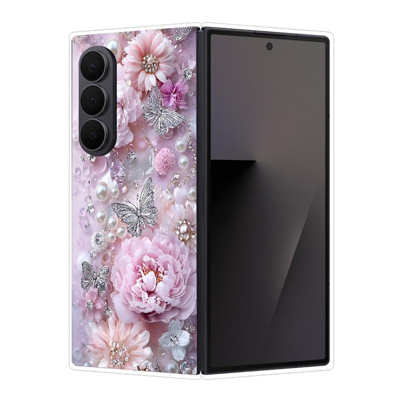 For Samsung Galaxy Z Fold 7 Pink Diamond Butterfly Transparent Soft Shell For Samsung Z Fold 7 5G Exquisite Popular Coque Case