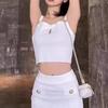 Новый весенне-летний дизайн Sense of Chest Hollow, тонкий и универсальный жилет, трикотажный короткий топ на подтяжках для женщин