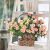 Artificial Small Rose Wildflowers Fake Flower Bouquet Outdoor  Floral Garden Decor 3pcs (Blue)