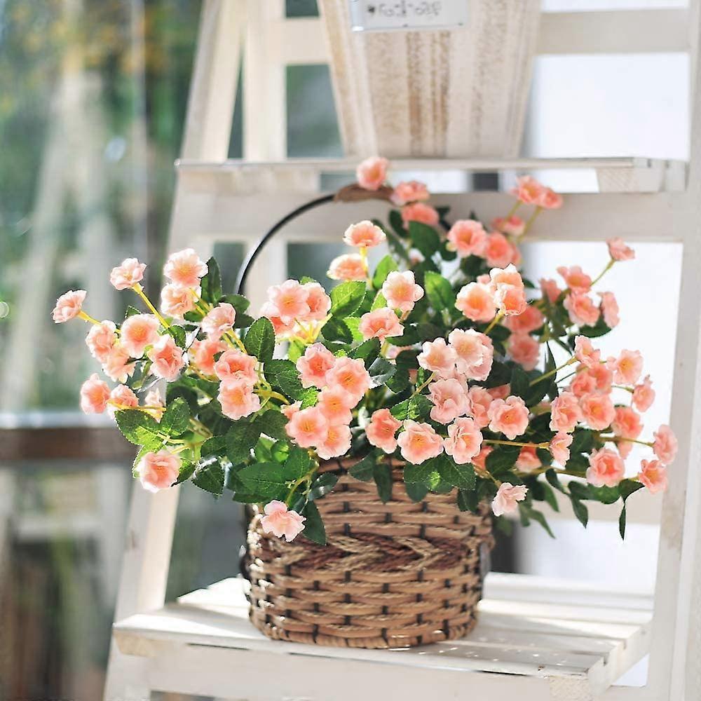 Artificial Small Rose Wildflowers Fake Flower Bouquet Outdoor  Floral Garden Decor 3pcs (Blue)
