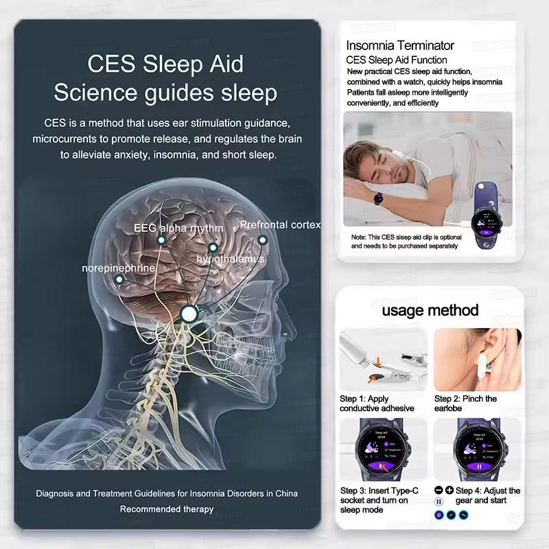 2025 Новые CES Наука Помощь для сна Смарт-часы Мужские Лазерное лечение Три Высоких ЭКГ+ФПГ Температура тела BT Звонок Здоровье Смарт-часы
