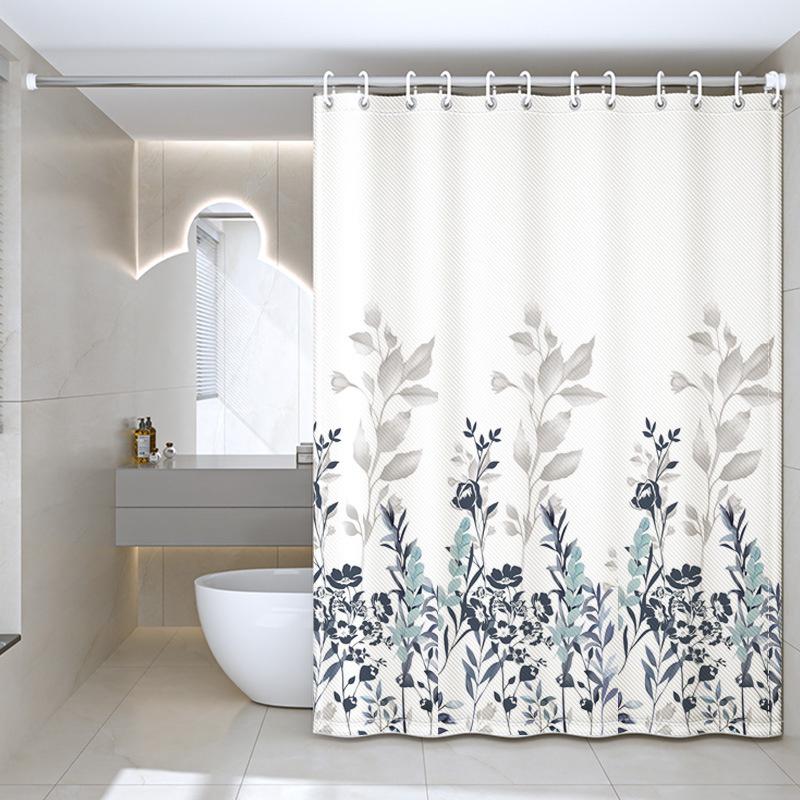 Занавеска для душа из полиэстера с принтом листьев и цветов, утолщенная, водонепроницаемая, устойчивая к плесени, перегородка для ванной комнаты, универсальная занавеска