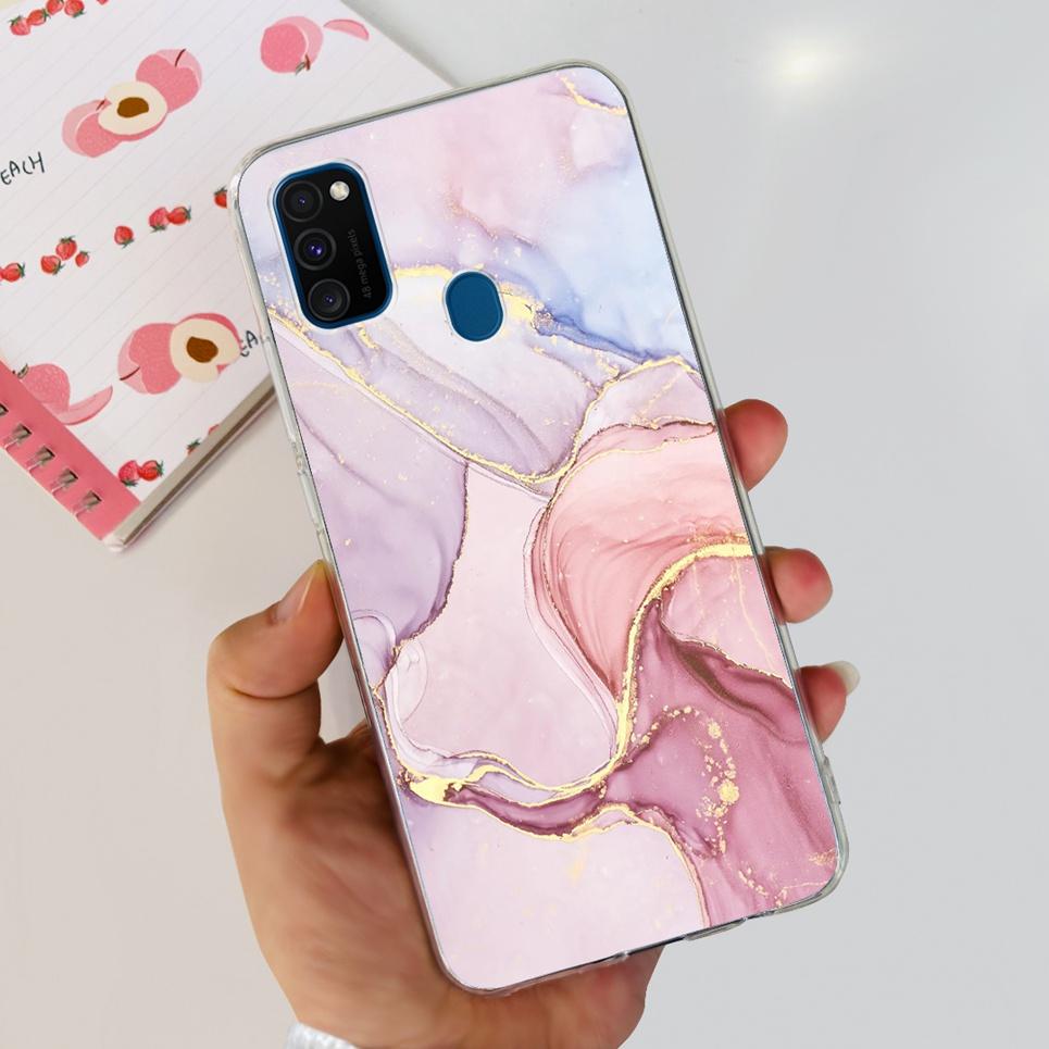 For Cover Samsung M21 Case Marble Cartoon Tpu Silicon Soft Back Phone Cover Cases For Samsung Galaxy M21 M 21 Bumper Funda Capa