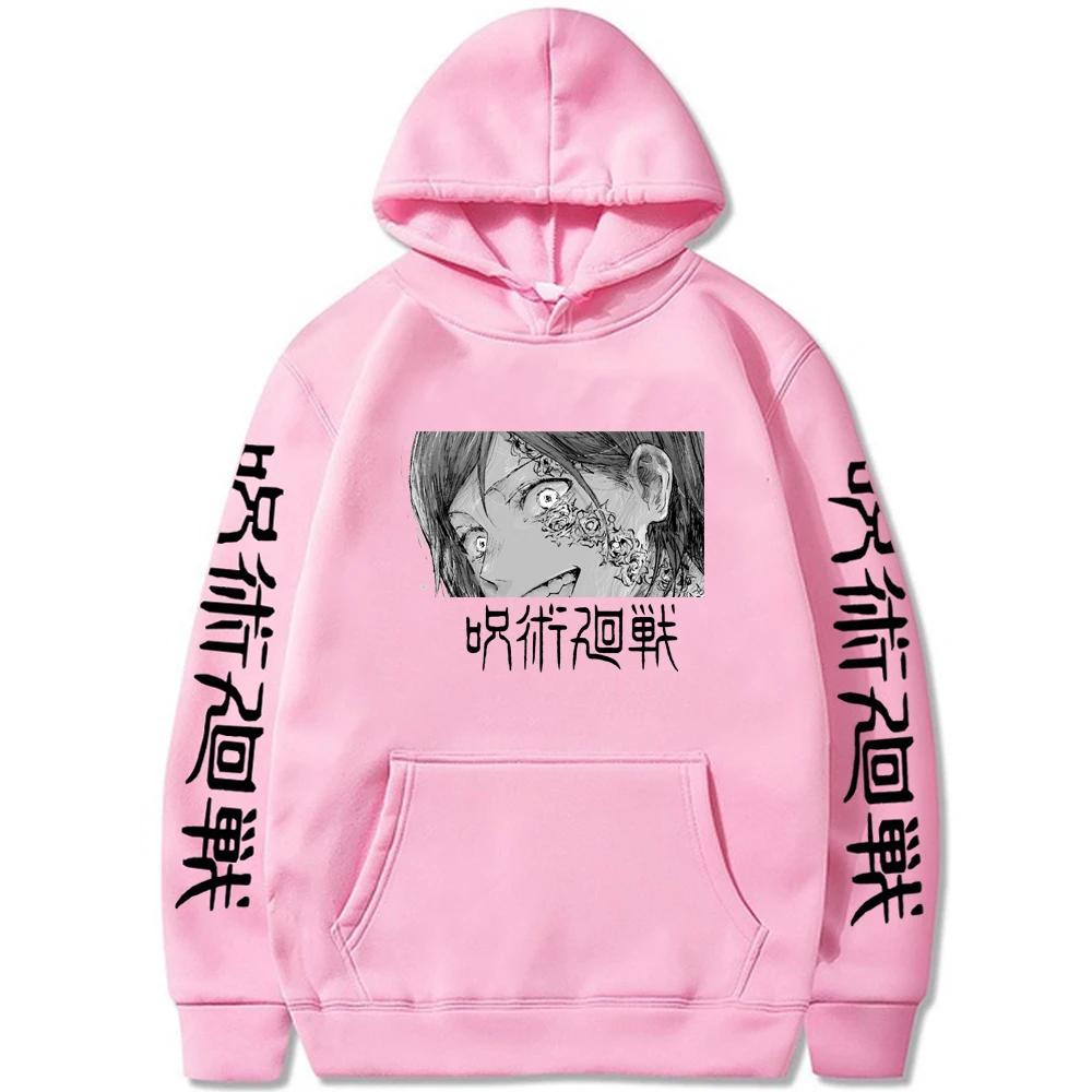 Мода Аниме Дзюдзюцу Кайсен Кугисаки Нобара Толстовки Крутой мультфильм Черно-белый принт Харадзюку Уличная одежда Повседневные толстовки