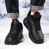 Fashion Black Leather Shoes for Men Height Increasing Winter Fashion Sneakers Plus Fur Warm Outdoor Cotton Casual Shoes Large Size