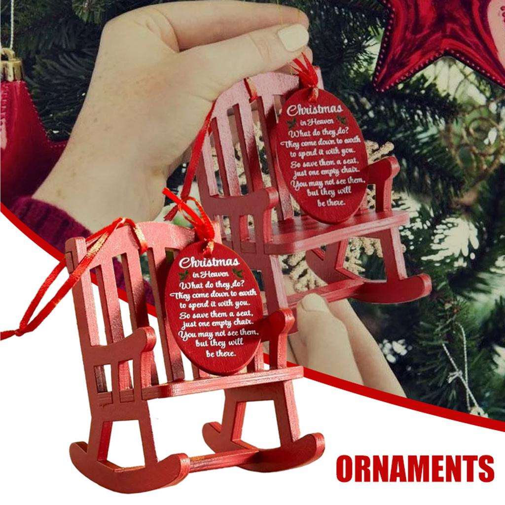 Christmas Memorial Chair Ornament Christmas Tree Decorations Mini Wooden Rocking Chair with Meaningful Tag Sign Decor